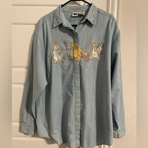 Vintage Disney Catalog Winnie The Pooh Embroidered Button Down Shirt Sz 2X
